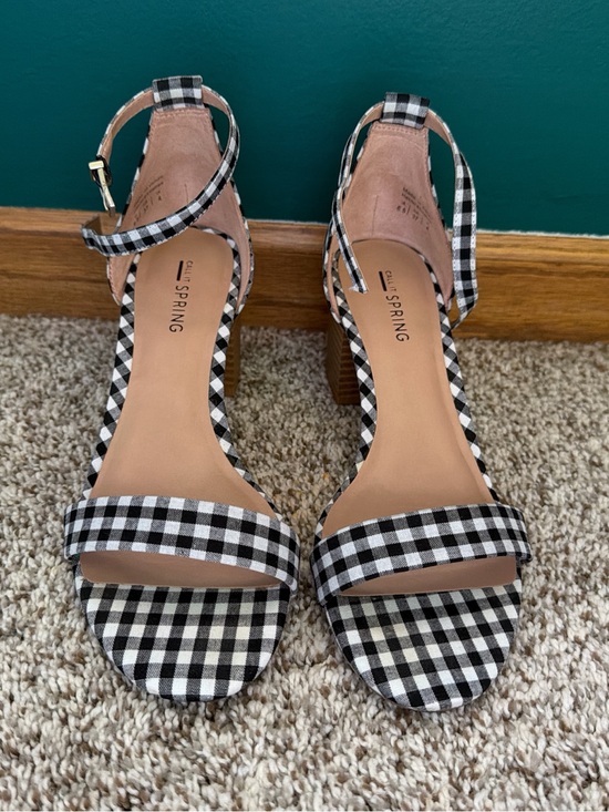 Call It Spring Shoes - Call It Spring Black & White Gingham Block-Heel Sandals